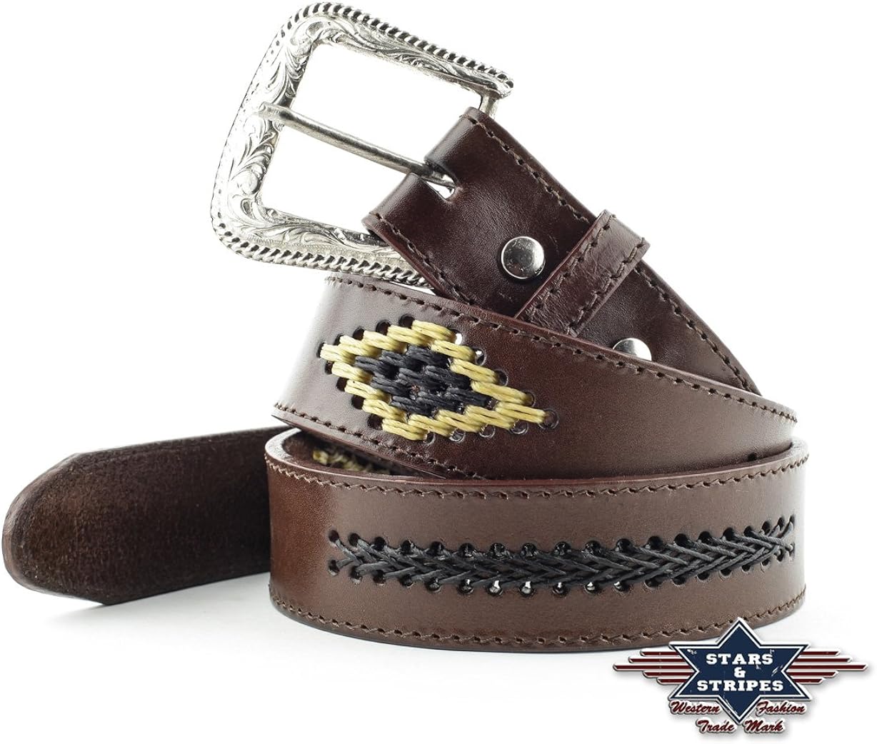 STARS & STRIPES Gürtel Ledergürtel Westerngürtel Biker Cowboy Leder ...